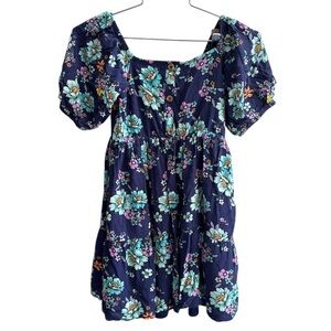 Justice Multicolor Floral Smock Bodice Dress lined kids girls size medium M